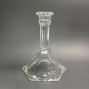 Vintage Clear Thick Glass Tapered Candle Holder / Candlestick Home Decor Homco?